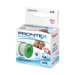 Prontex Silk - Cerotto in seta artificiale per pelli delicate, 1 rocchetto da 2,5 cm x 5 m