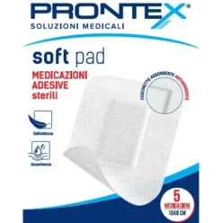 Prontex Soft Pad - Medicazione Adesiva Sterile con Cuscinetto Assorbente Misura 10 x 8 cm, 5 Pezzi