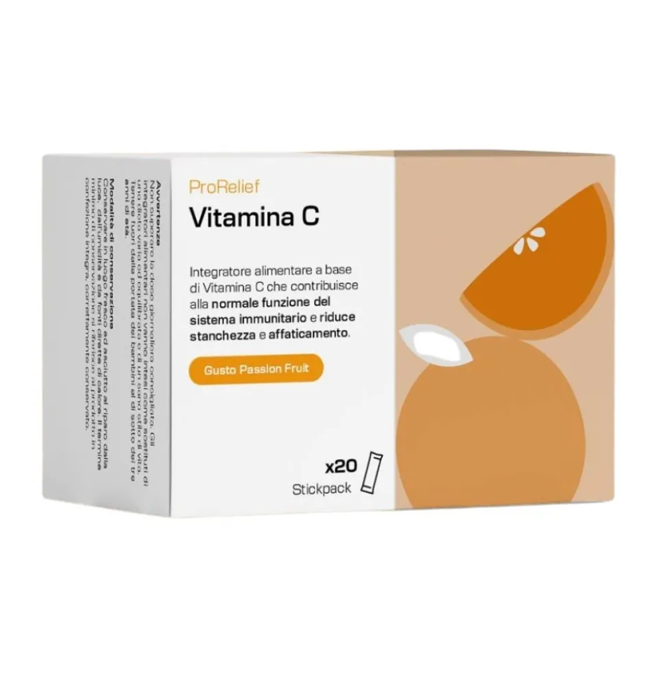 Prorelief Vitamina C - Integratore in polvere per le difese immunitarie, 20 stick da 2,5 g