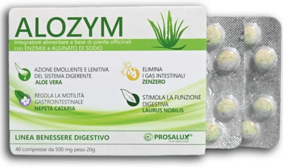 Prosalux Alozym 40 compresse - Integratore alimentare per la digestione e il meteorismo, 20 g