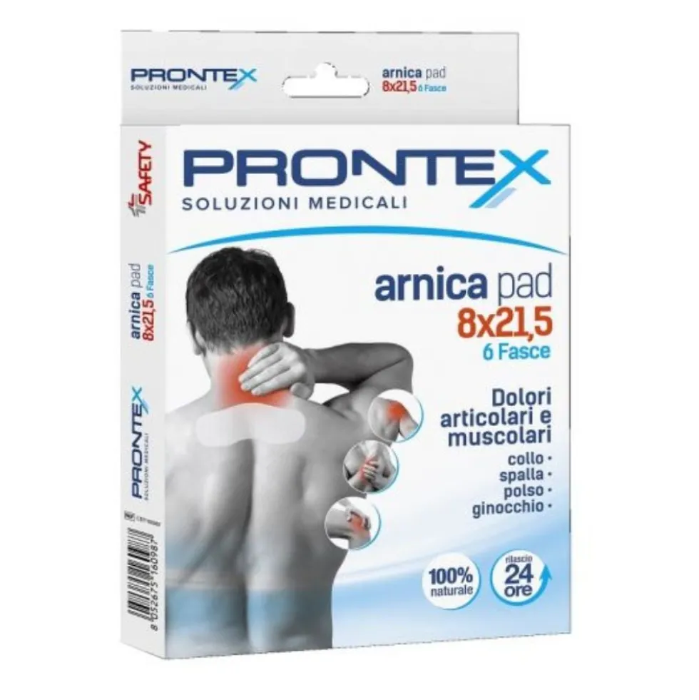 Protex Arnica Pad Fascia Dolori Articolari e Muscolari Collo Spalla Polso Ginocchio Misura 8 x 21.5 cm, 6 Cerotti