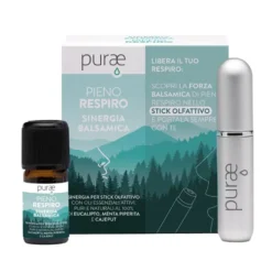 Purae Pieno Respiro - Kit con oli essenziali e stick olfattivo per il naso chiuso, 10 ml