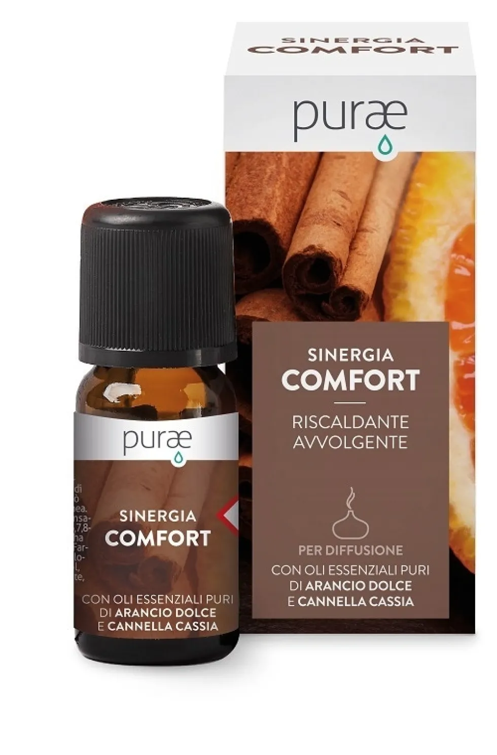 Purae Sinergia Comfort Olio Essenziale Rilassante e Rassicurante, 10ml