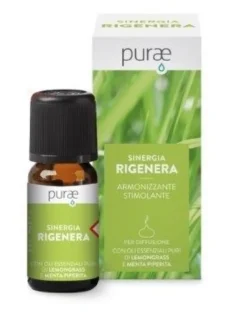 Purae Sinergia Rigenera - Miscela di oli essenziali per l'energia e la vitalità, 10 ml