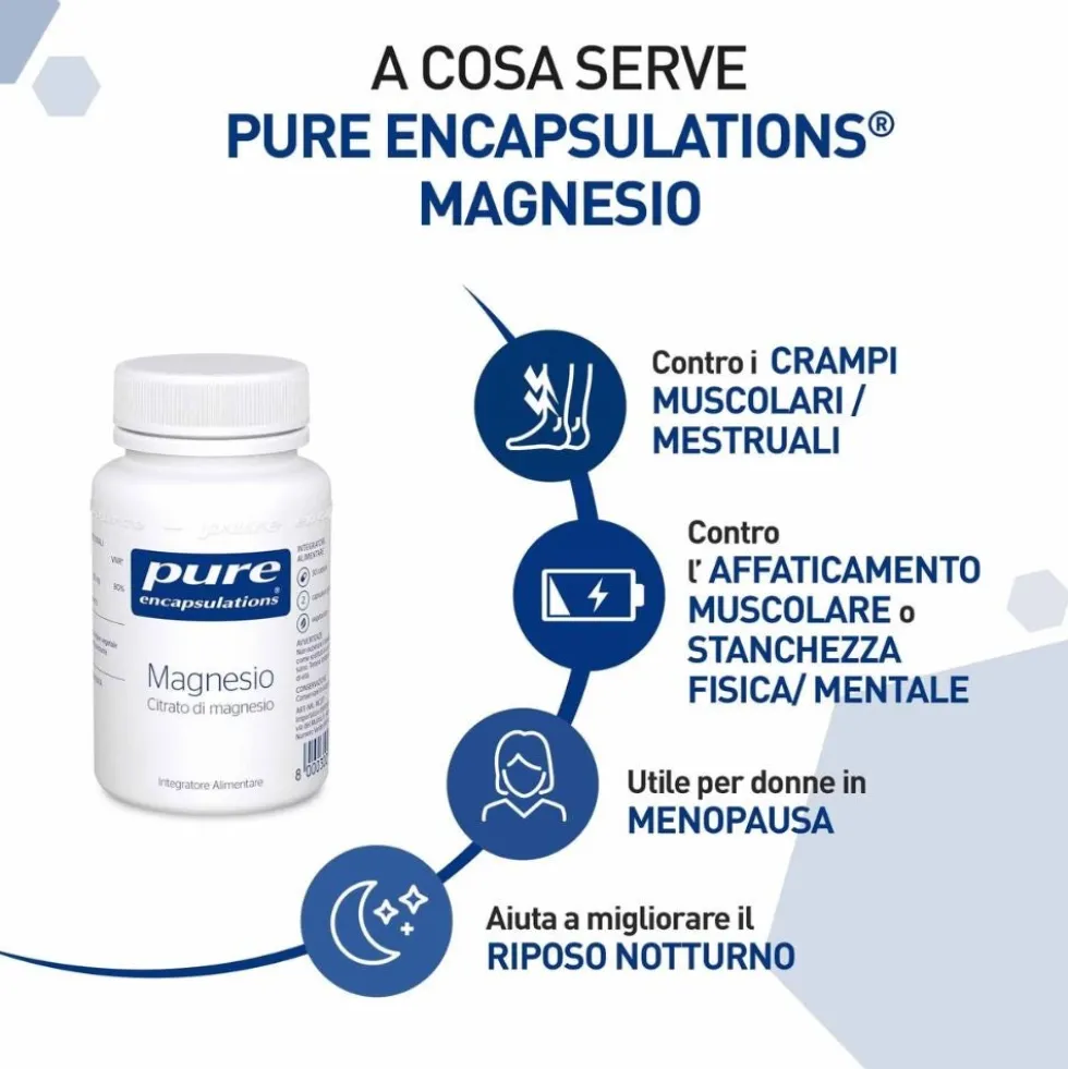 Pure Encapsulations Magnesio Citrato Integratore contro la Stanchezza, 30 Capsule