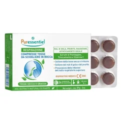 Puressentiel Respirazione - Compresse per il sollievo dalla tosse secca e grassa, 24 compresse