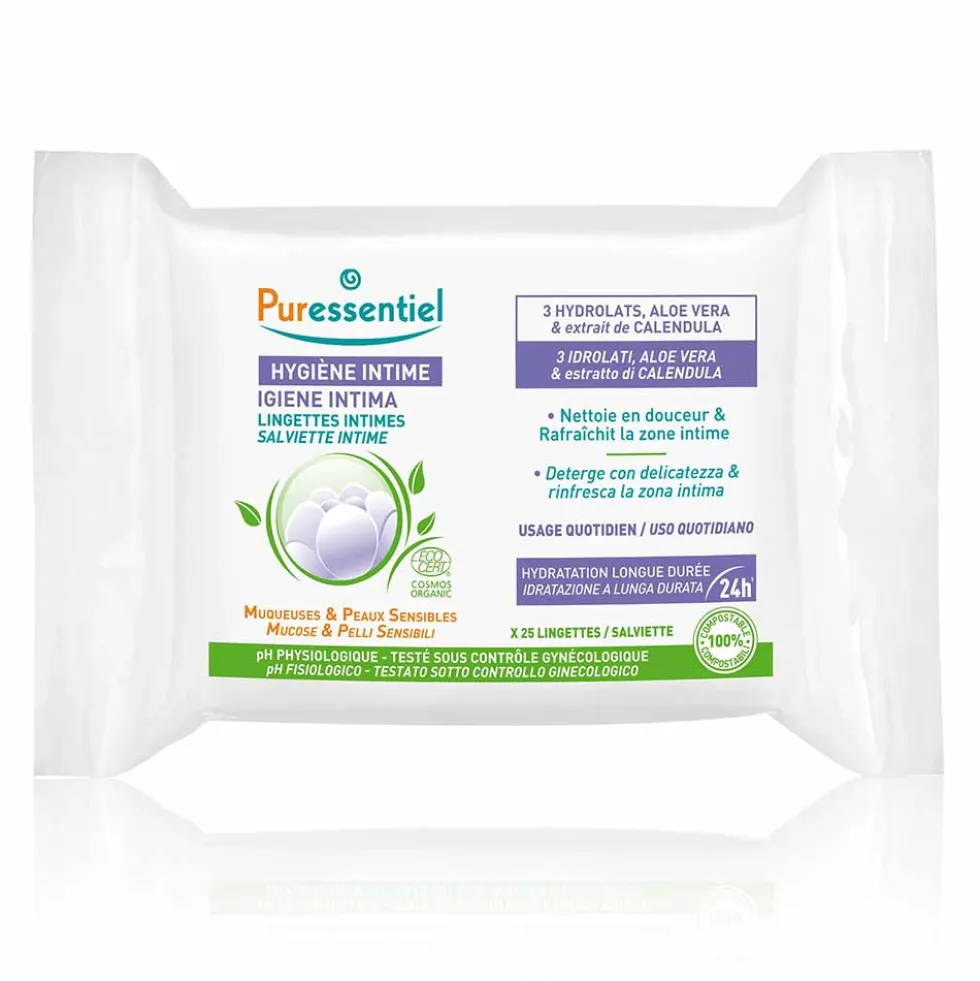 Puressentiel Salviettine Intime Detergenti e Rinfrescanti, 25 Salviette
