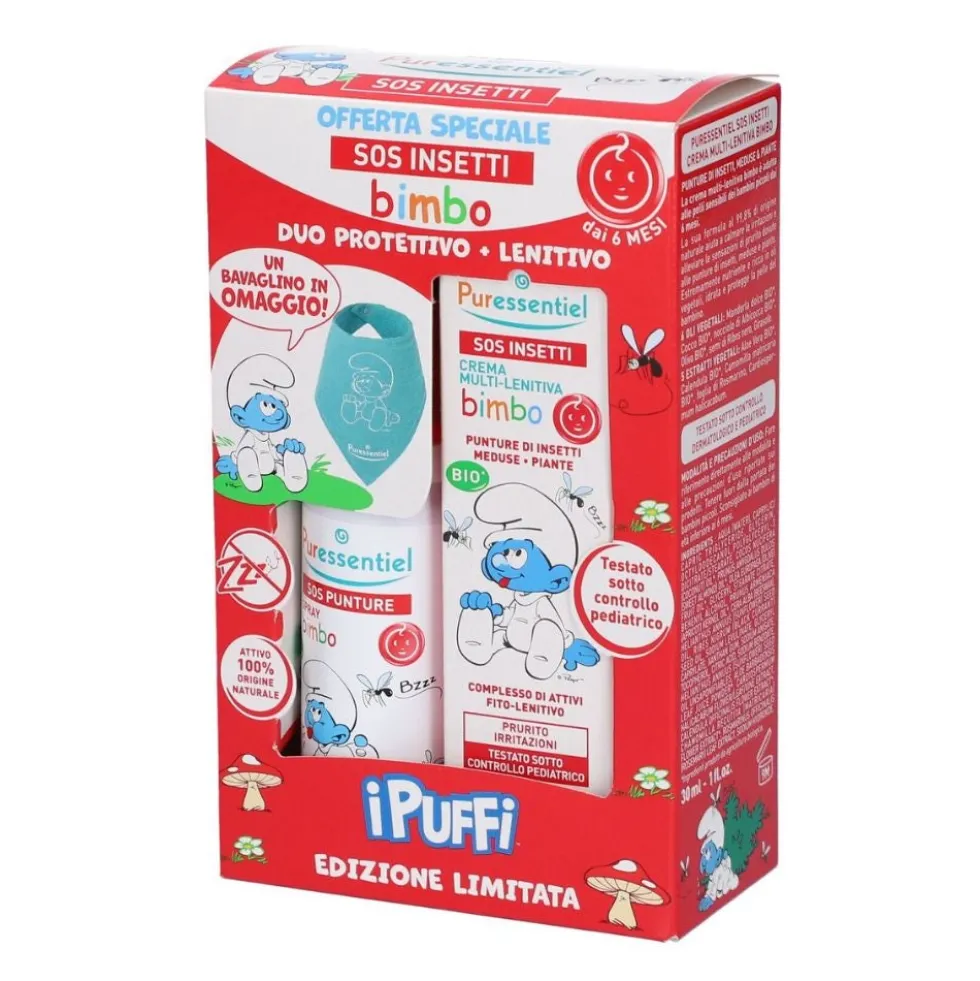 Puressentiel SOS Insetti I Puffi - Kit per proteggere e lenire la pelle, spray 60 ml e crema 30 ml