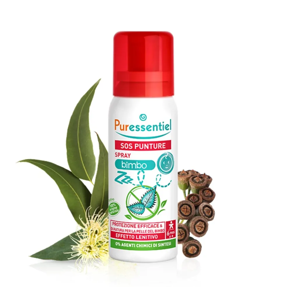 Puressentiel SOS Insetti - Spray repellente e lenitivo dopo puntura per i bambini, 60 ml