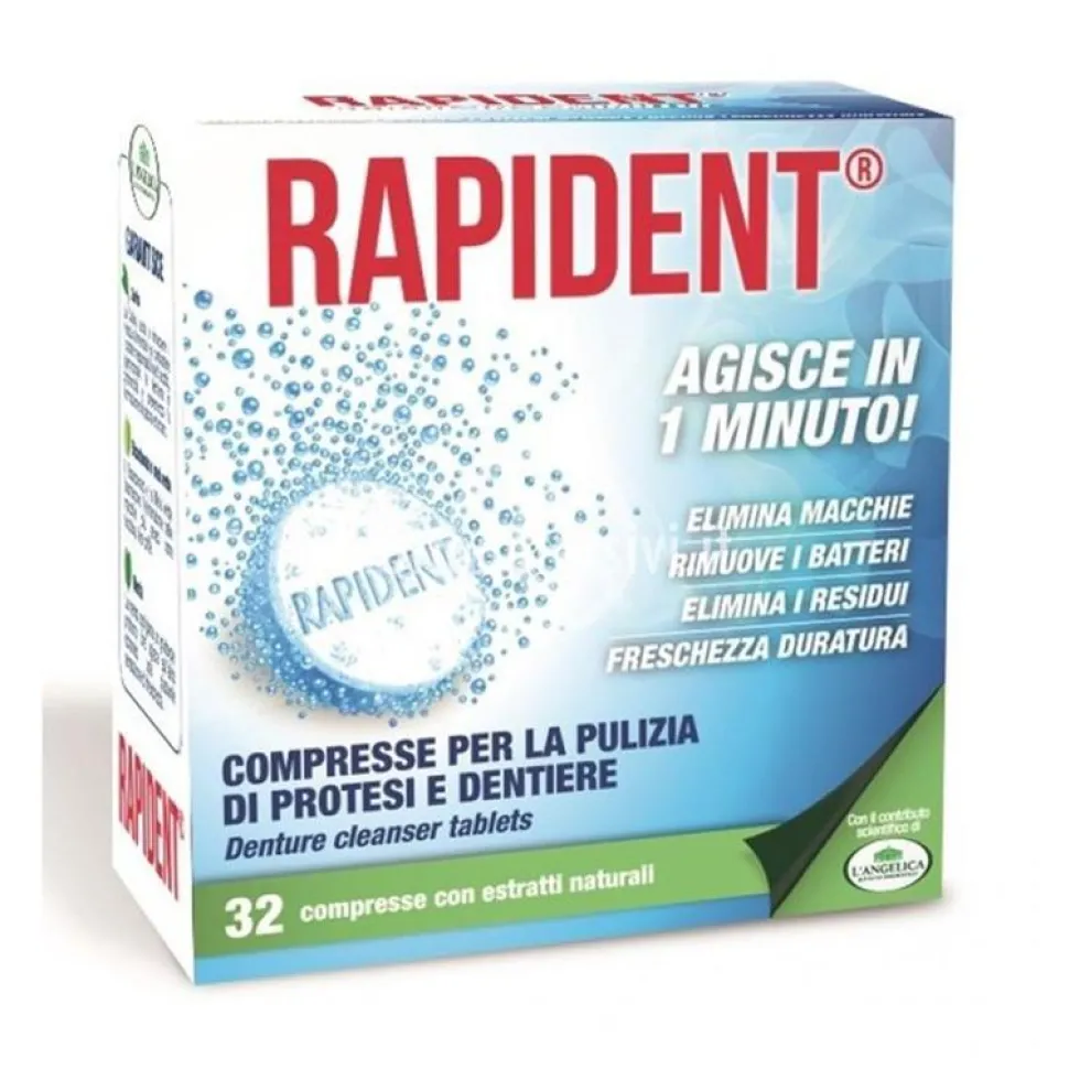 Rapident Compresse Pulitore Protesi Pulizia Dentiera, 32 Compresse