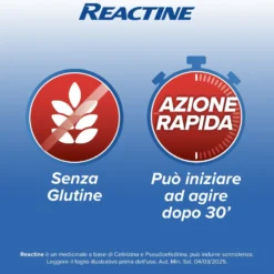 Reactine Compresse - Antistaminico per la rinite allergica e la congestione nasale, 6 compresse