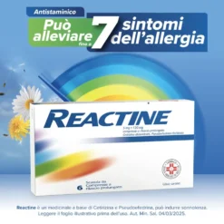 Reactine Compresse - Antistaminico per la rinite allergica e la congestione nasale, 6 compresse