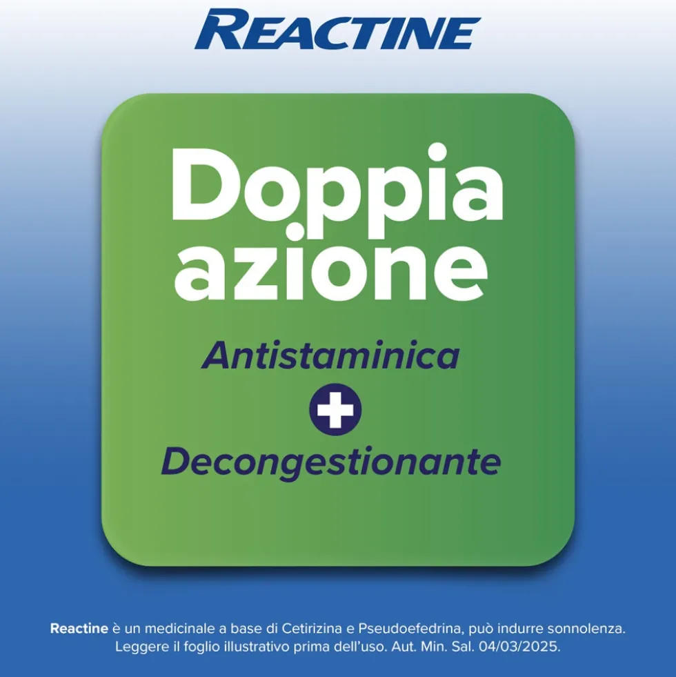 Reactine Compresse - Antistaminico per la rinite allergica e la congestione nasale, 6 compresse