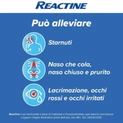 Reactine Compresse - Antistaminico per la rinite allergica e la congestione nasale, 6 compresse