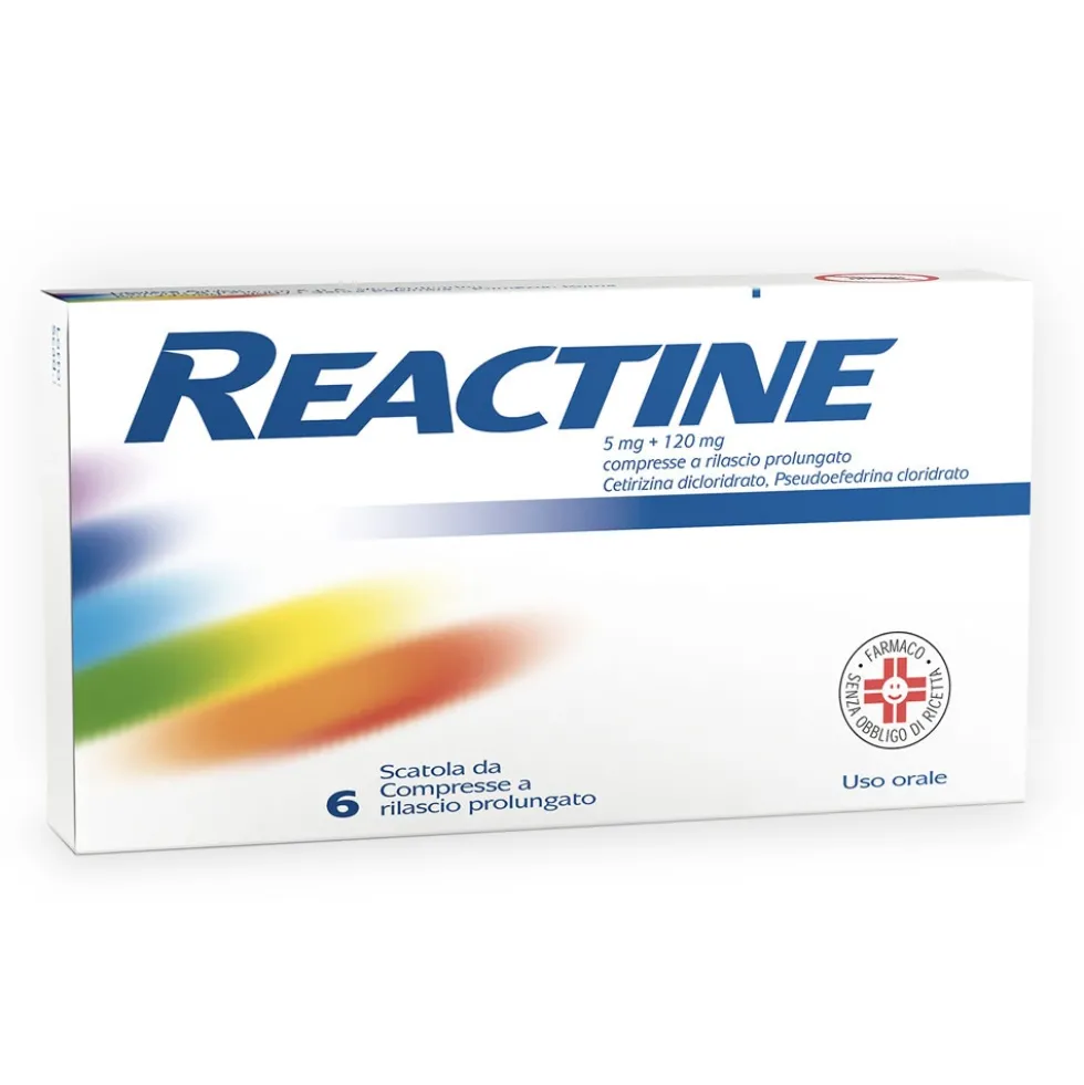 Reactine Compresse - Antistaminico per la rinite allergica e la congestione nasale, 6 compresse