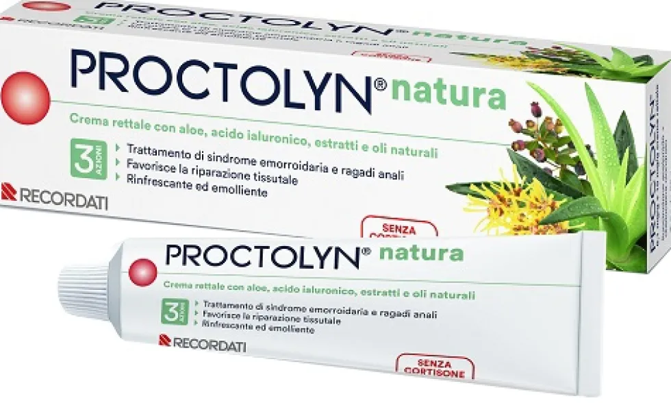 Recordati Proctolyn - Natura Crema Rettale per Emorroidi e Ragadi Anali Emolliente Rigenerante Rinfrescante, 30ml