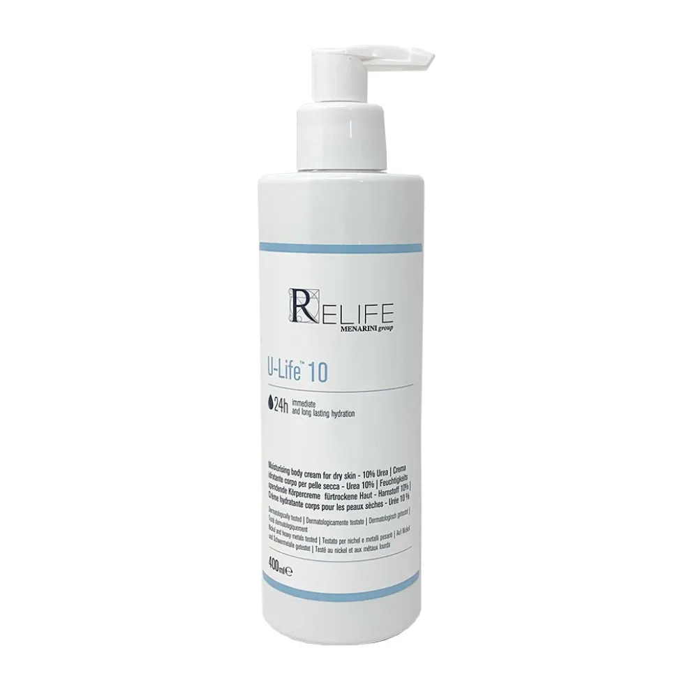 Relife U-Life - 10 Crema Idratante Corpo per Pelle Secca Urea 10%, 400ml