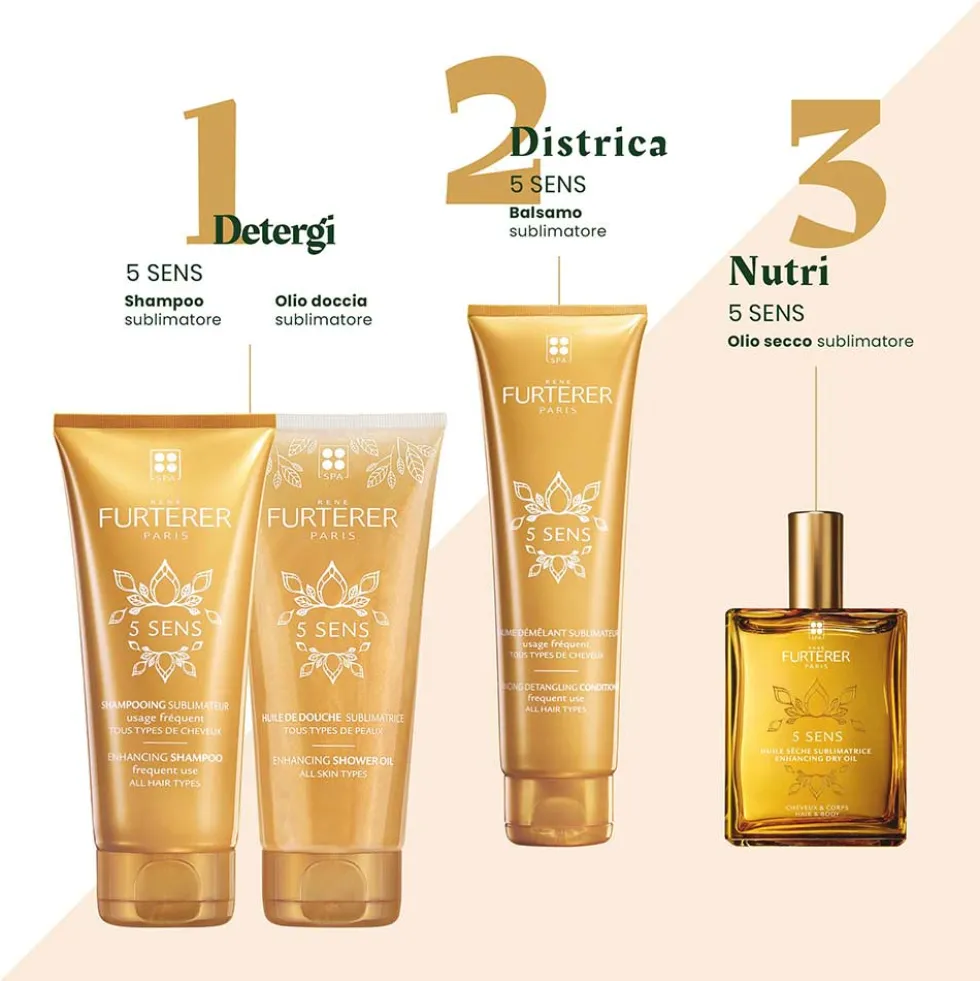 René Furterer 5 Sens - Olio secco sublimatore per nutrire il corpo e i capelli, 50 ml