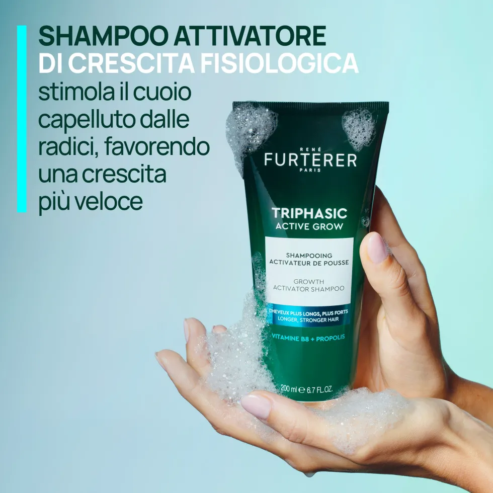 René Furterer Triphasic Active Grow - Shampoo attivatore per la crescita dei capelli, 200 ml