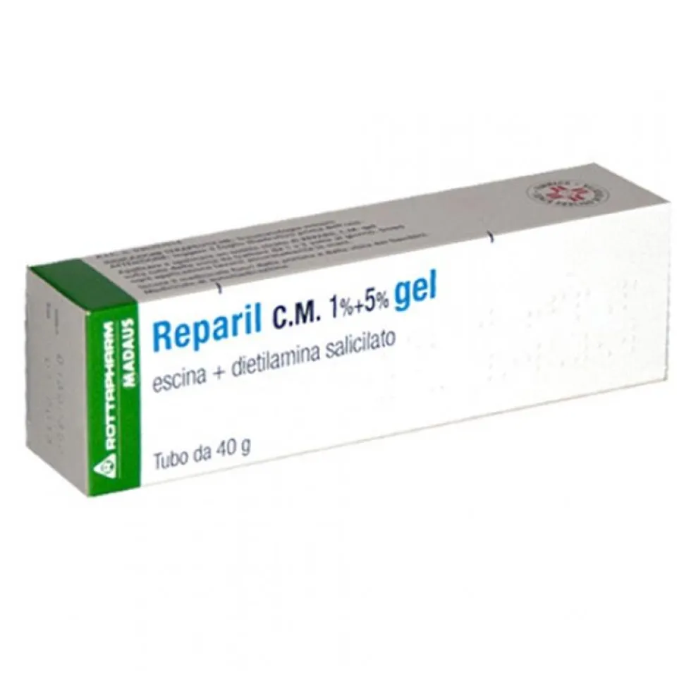 Reparil 1% + 5% Gel Escina + Dietilamina Salicilato Trattamento Piccoli Traumi, 40g