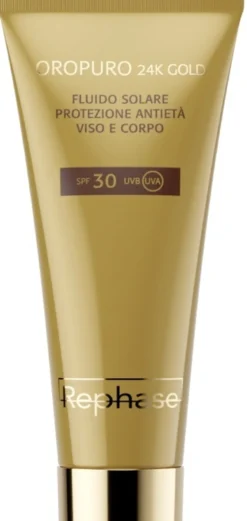 Rephase Oropuro 24K Gold - Fluido Solare Protezione Antietà SPF30, 150ml