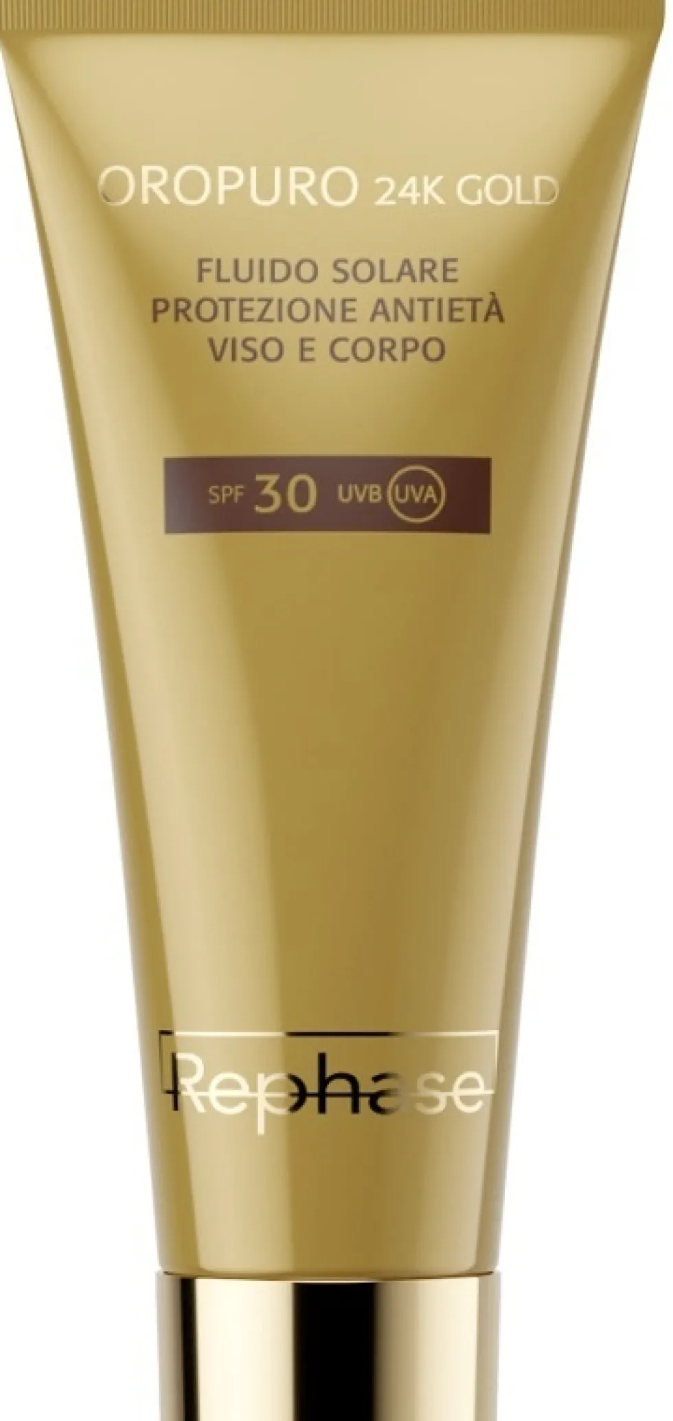 Rephase Oropuro 24K Gold - Fluido Solare Protezione Antietà SPF30, 150ml