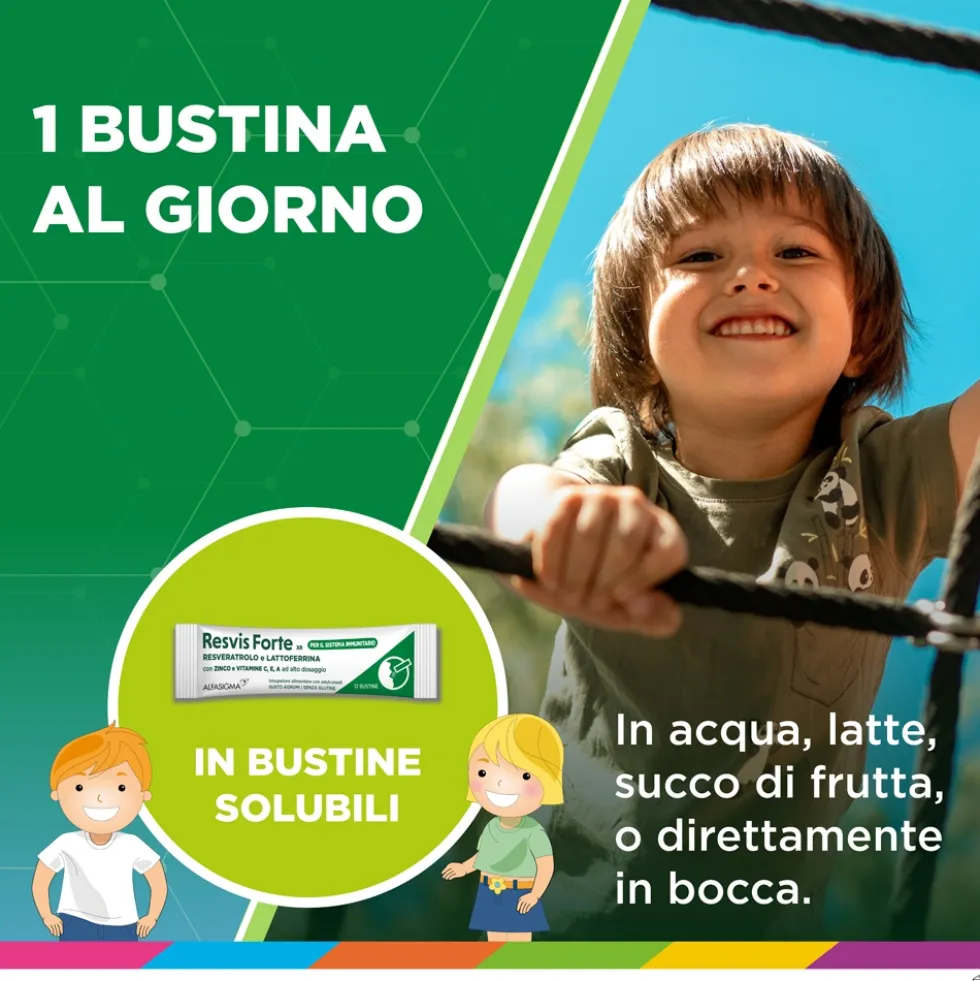 Resvis Junior XR Integratore Sistema Immunitario, 12 bustine