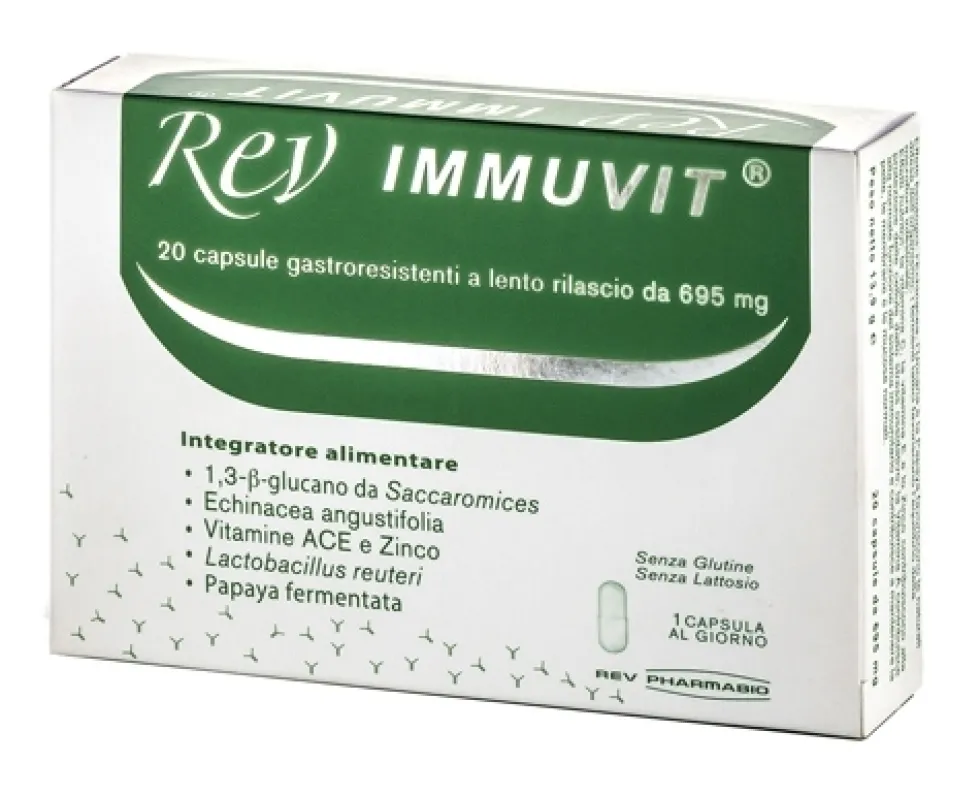 Rev Pharmabio Rev Immuvit - Integratore per le difese immunitarie, 20 capsule
