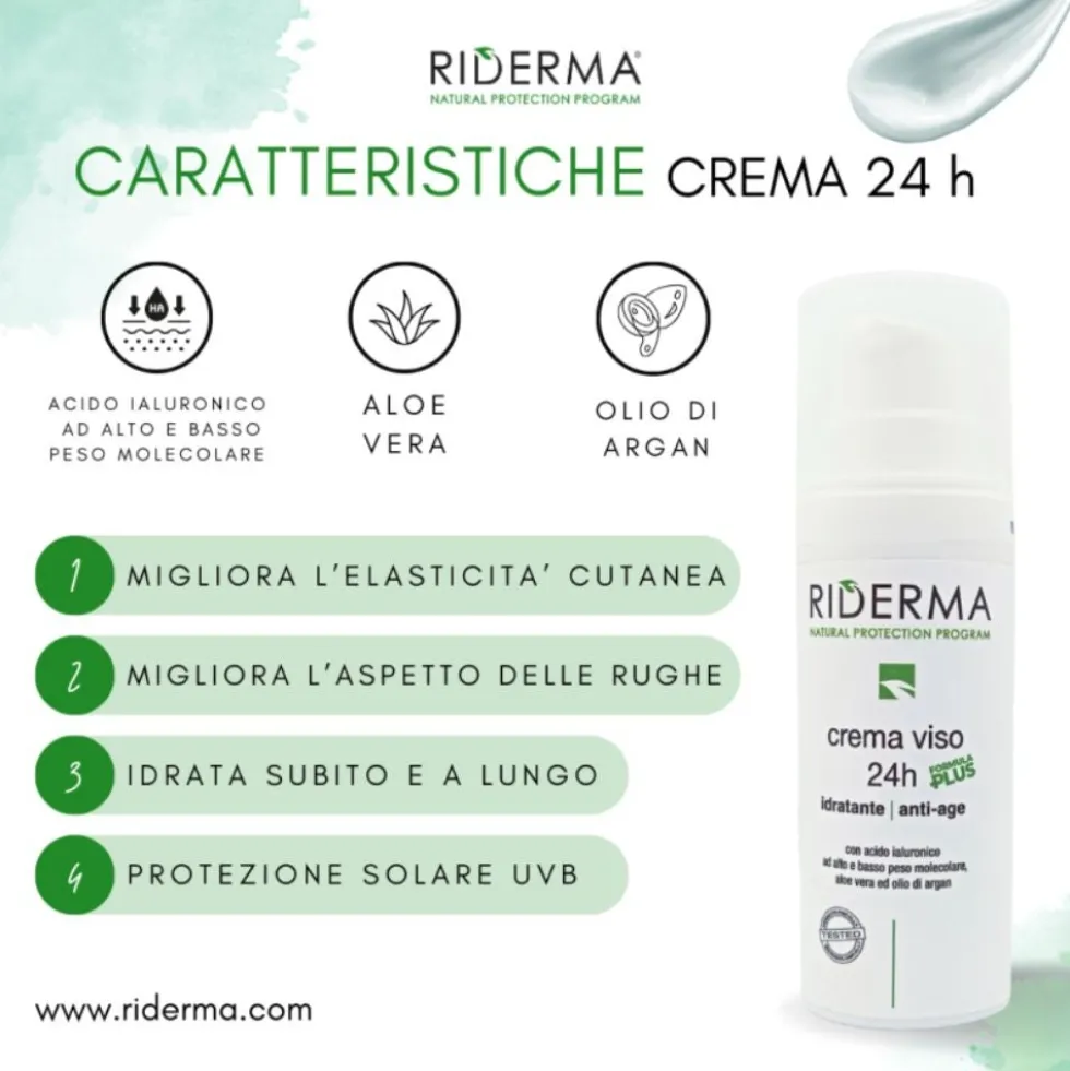 Riderma Crema Viso 24hH Formula Plus Idratante Anti-Age, 50ml