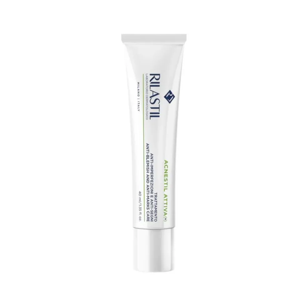 Rilastil Acnestil Attiva+ - Crema anti-imperfezioni per la pelle a tendenza acneica, 40 ml