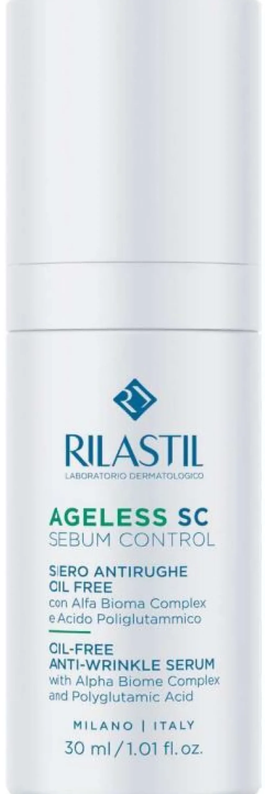 Rilastil Ageless SC - Siero viso antirughe e seboregolatore per la pelle mista e grassa, 30 ml
