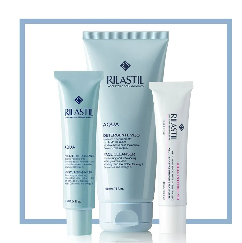 Rilastil Aqua Maschera Idratante - Trattamento viso per l'idratazione intensiva della pelle, 75 ml