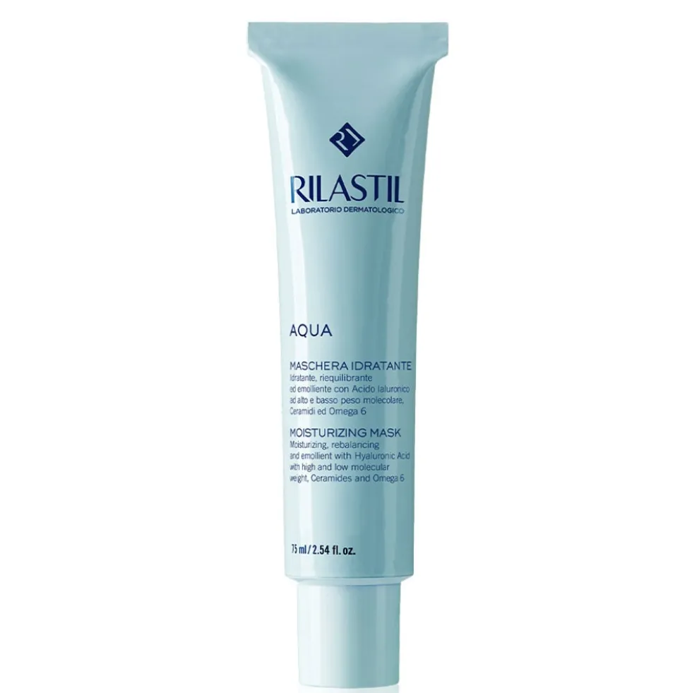 Rilastil Aqua Maschera Idratante - Trattamento viso per l'idratazione intensiva della pelle, 75 ml