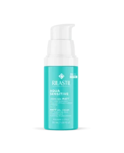 Rilastil Aqua Sensitive - Crema-gel viso idratante e opacizzante per la pelle grassa, 30 ml
