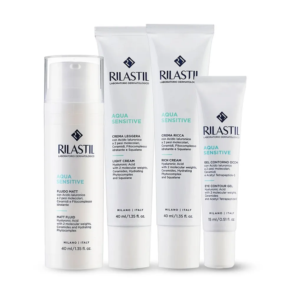 Rilastil Aqua Sensitive - Fluido Matt per Pelle Sensibile Mista e Impura, 40ml