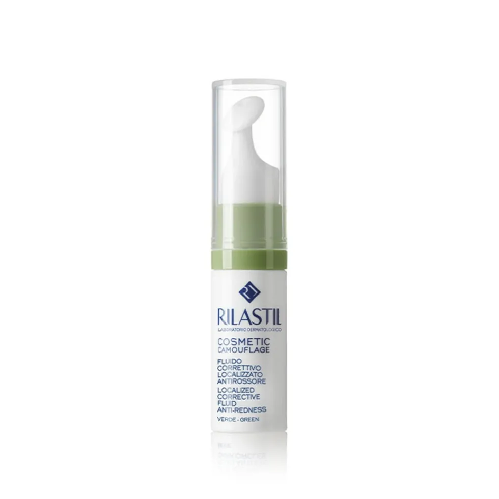Rilastil Cosmetic Camouflage - Fluido correttivo verde per i rossori e la couperose, 5 ml