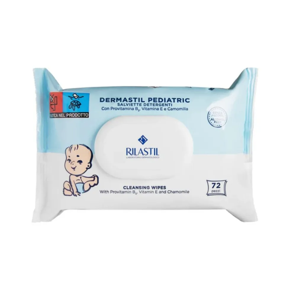 Rilastil Dermastil Pediatric - Salviette detergenti per il cambio pannolino, 72 salviette