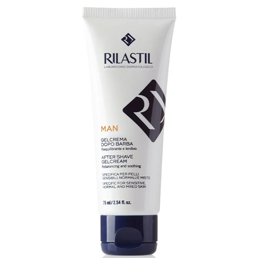 Rilastil Man - Gel crema dopobarba idratante e lenitivo per la pelle sensibile, 75 ml