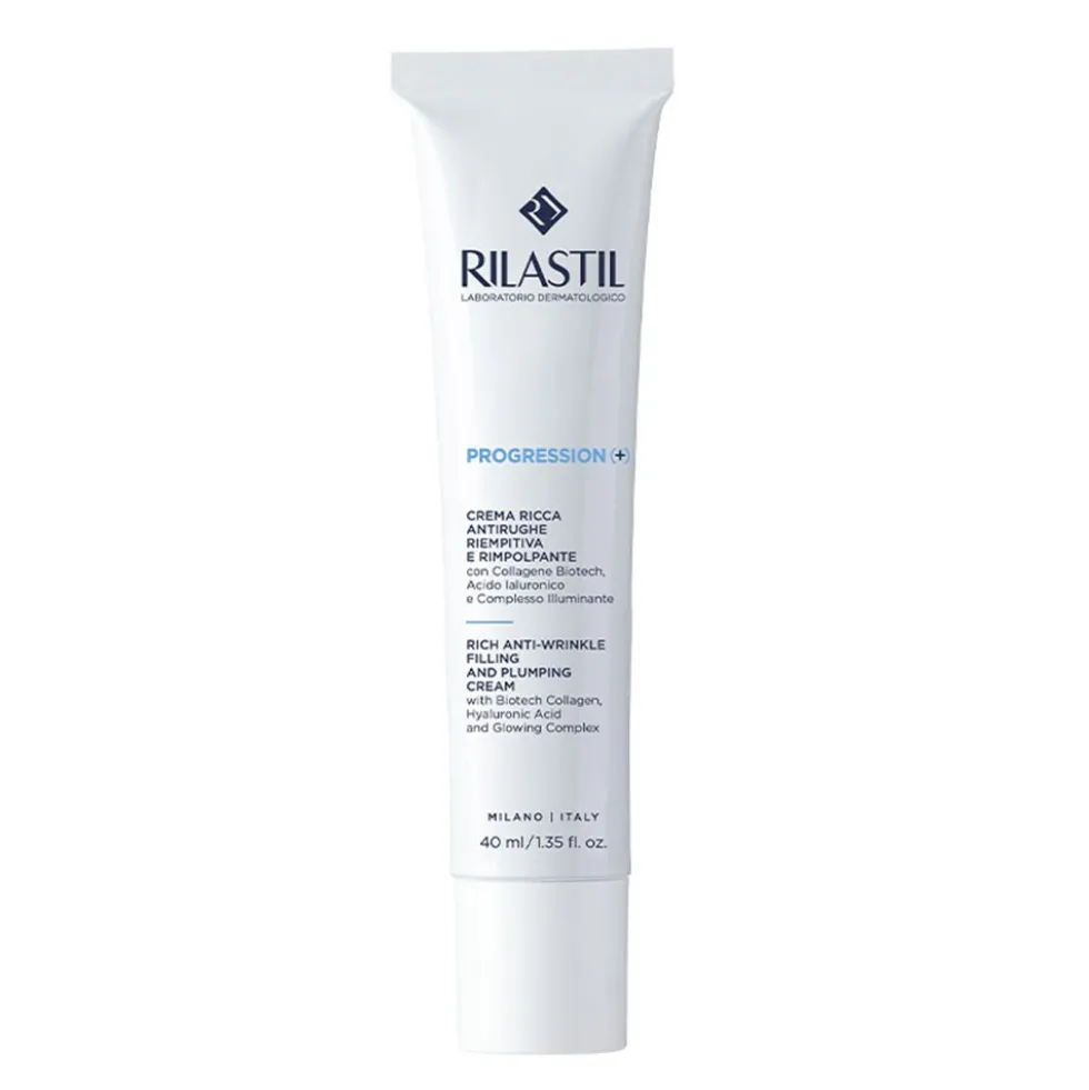 Rilastil Progression (+) - Crema Ricca Antirughe Riempitiva e Rimpolpante, 40ml