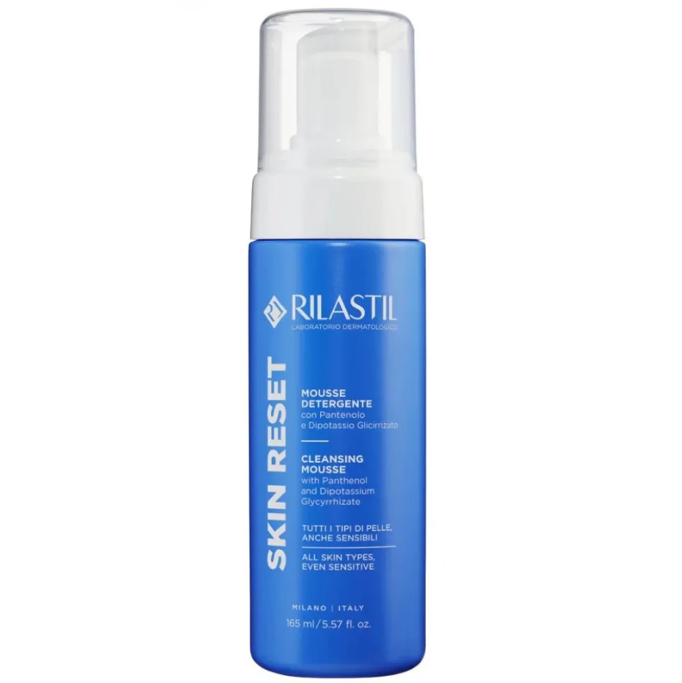 Rilastil Skin Reset - Mousse detergente lenitiva per il viso e la pelle sensibile, 165 ml