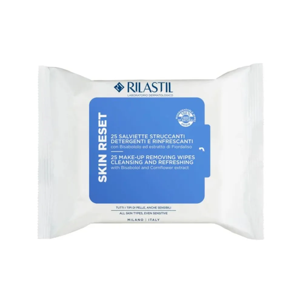 Rilastil Skin Reset - Salviette detergenti preumidificate per il viso, 25 pezzi