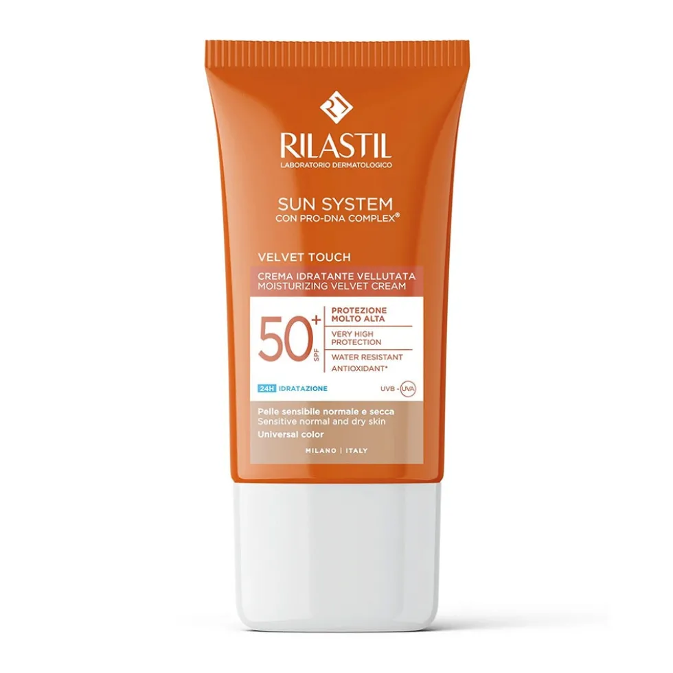 Rilastil Sun System Crema Solare Colorata SPF50+ Velvet Touch per Pelli Sensibili, 50ml