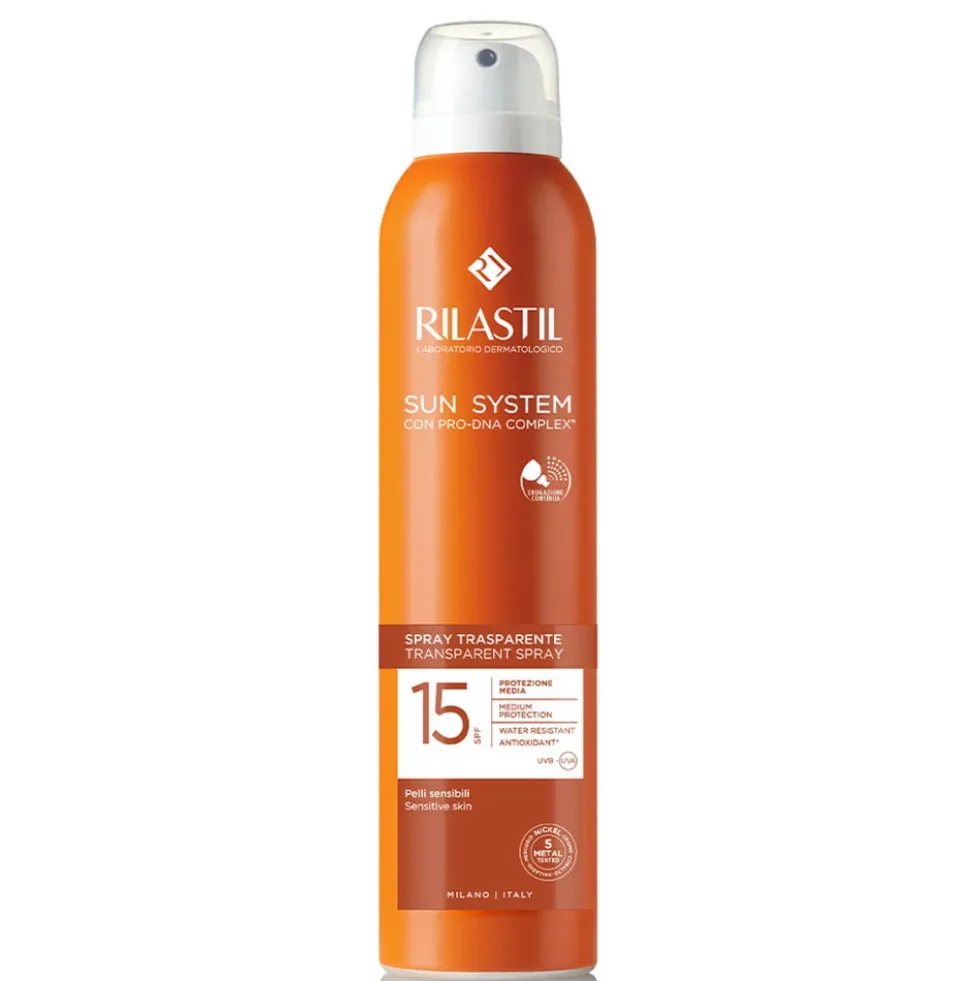 Rilastil Sun System - Transparent Spray SPF15 Protezione Solare Corpo, 200ml