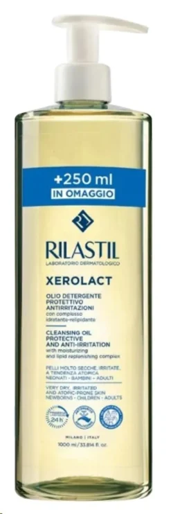 Rilastil Xerolact - Olio detergente relipidante per la pelle secca e sensibile, 1000 ml