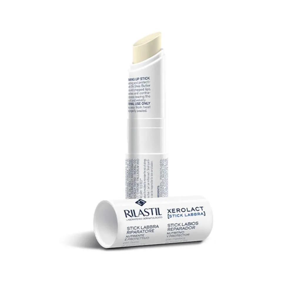 Rilastil Xerolact - Stick labbra riparatore e protettivo contro le screpolature, 4,8 ml