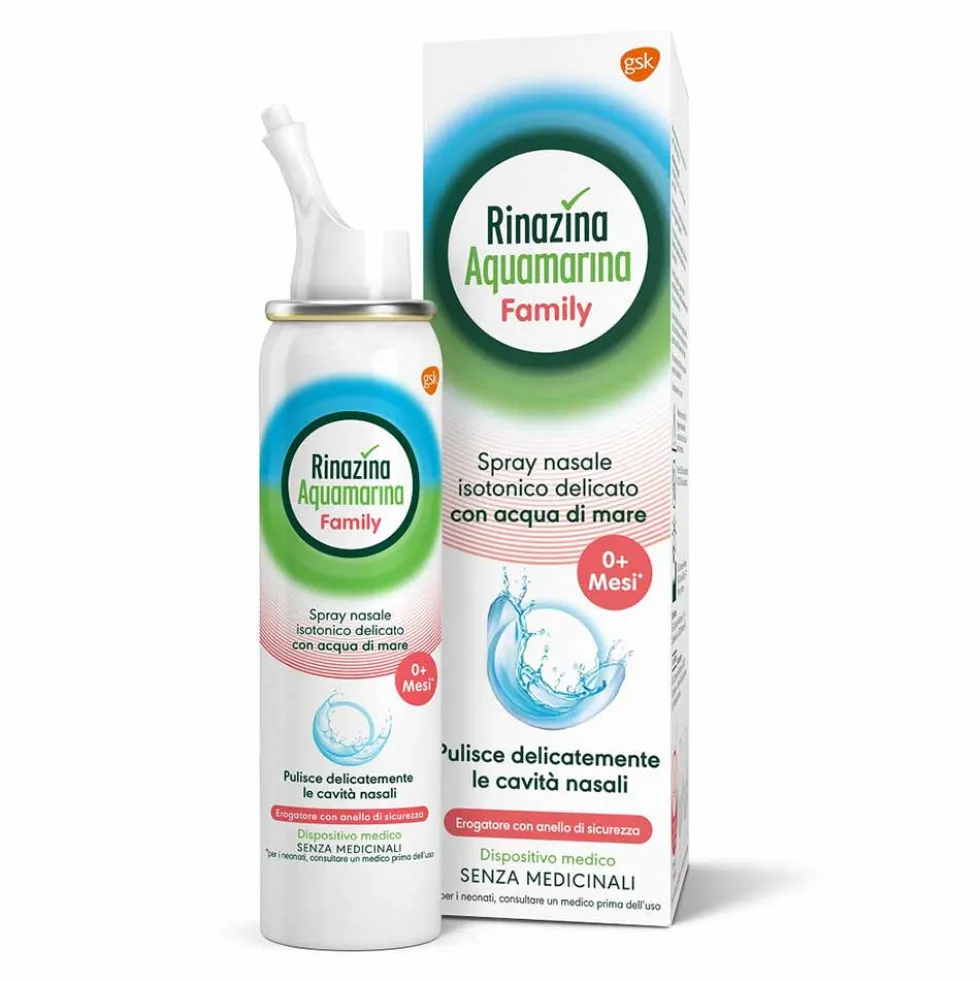 Rinazina Aquamarina Family Spray Nasale Isotonico Lavaggio Nasale, 100ml