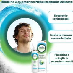Rinazina Aquamarina Spray Nasale Isotonico Delicato Lavaggio Nasale, 100ml