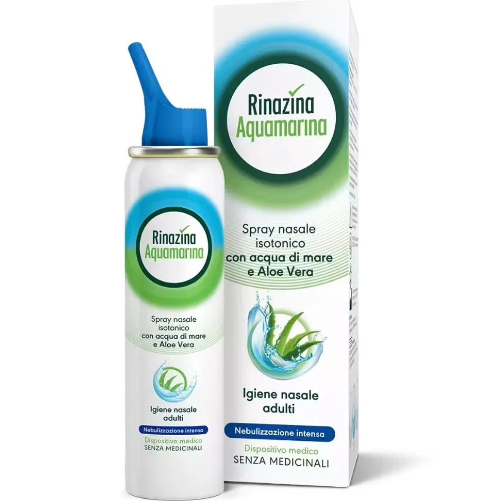 Rinazina Aquamarina Spray Nasale Isotonico Intenso Lavaggio Nasale, 100ml