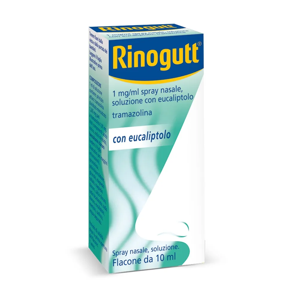 Rinogutt Spray Eucalipto Decongestionante della Mucosa Nasale per Adulti e Adolescenti 12+, 10ml