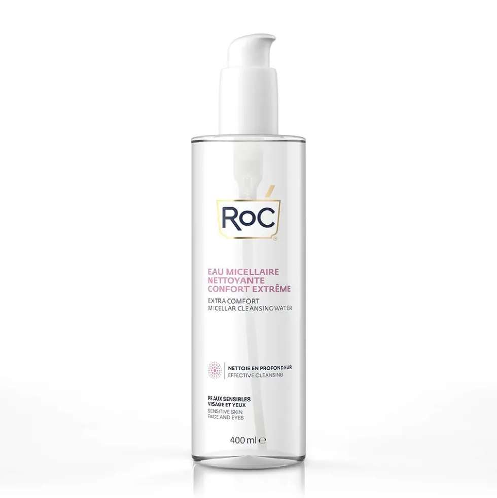 RoC Acqua Micellare Detergente Extra Comfort - Detergente struccante per la pelle sensibile, 400 ml
